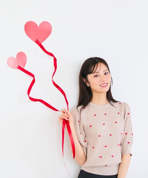 「Feroux」 半袖ニット F ベージュ レディース_画像2