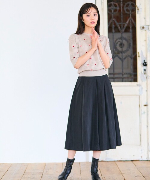 「Feroux」 半袖ニット F ベージュ レディース_画像3