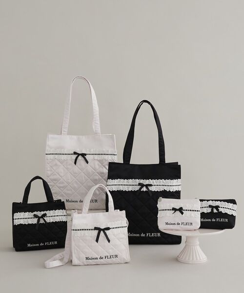 メゾンドフルール MARY QUANTフリルスクエアトートMバッグ ブラック メゾンドフルール MARY QUANT フリルスクエアトートMバッグ