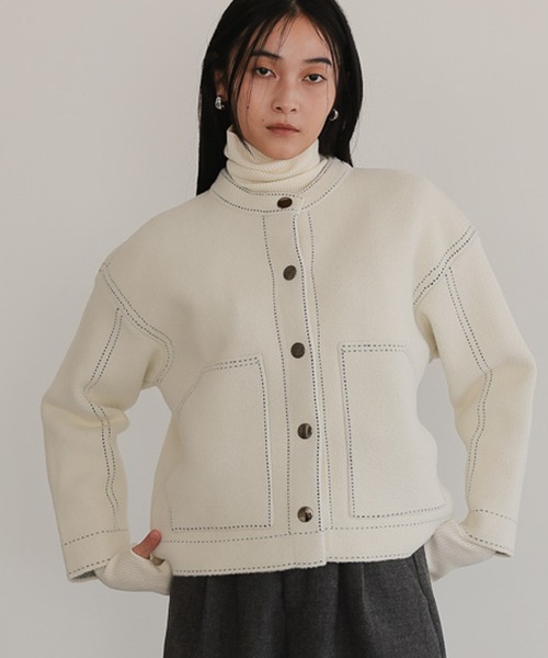 ジャケット ノーカラージャケット ノーカラーニットジャケット
