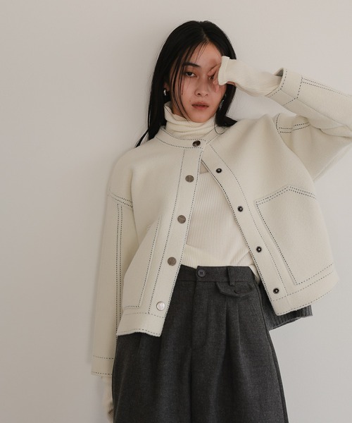 ジャケット ノーカラージャケット ノーカラーニットジャケット
