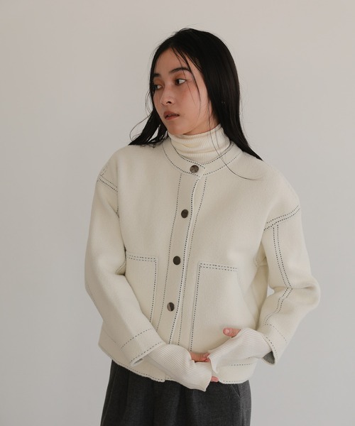 ジャケット ノーカラージャケット ノーカラーニットジャケット