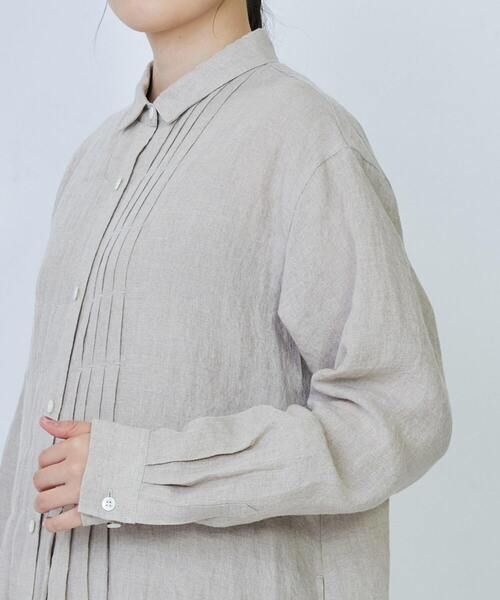【美品】LOISIRロワズィール◆Aラインシャツワンピース◆リネン天然素材 アーティストコラボ】Aikaプリントシャツワンピース】｜【LOISIR