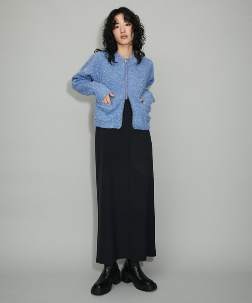 「ADAM ET ROPE'」 ニットカーディガン FREE シルバー レディース_画像3