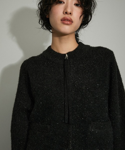 「ADAM ET ROPE'」 ニットカーディガン FREE シルバー レディース_画像6