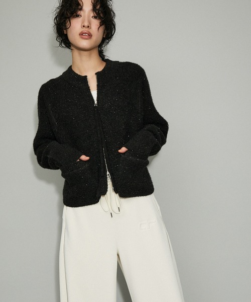 「ADAM ET ROPE'」 ニットカーディガン FREE シルバー レディース_画像7