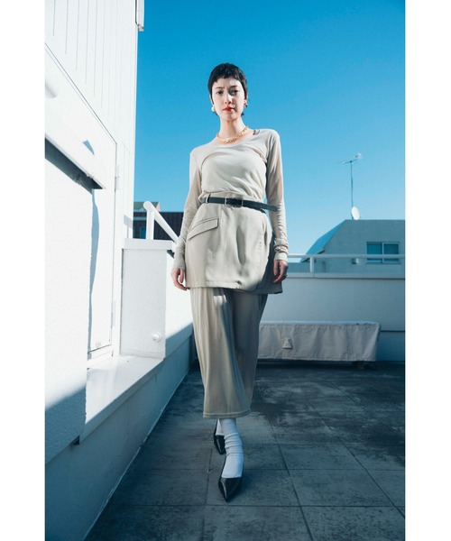 「HANNE」 長袖ワンピース FREE ネイビー レディース_画像3