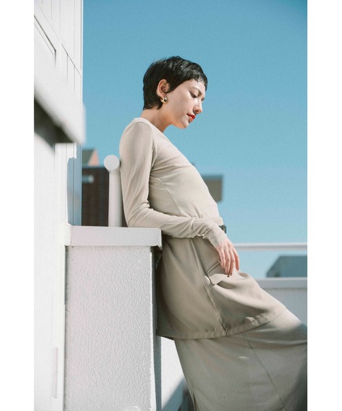 「HANNE」 長袖ワンピース FREE ネイビー レディース_画像5