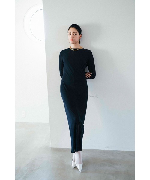 「HANNE」 長袖ワンピース FREE ネイビー レディース_画像6