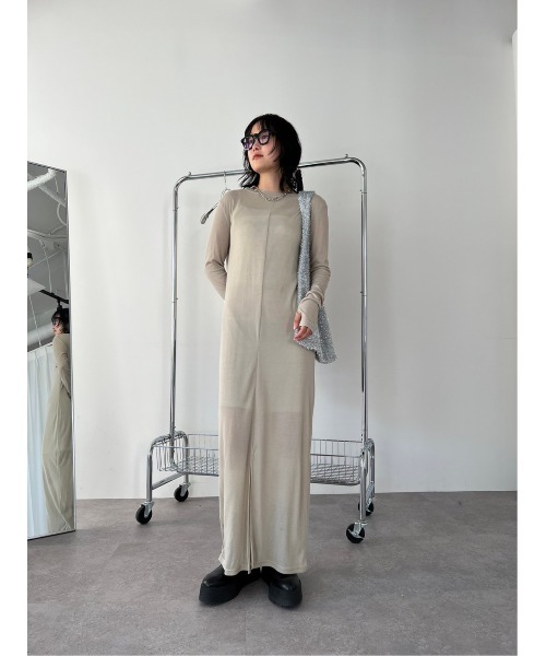 「HANNE」 長袖ワンピース FREE ネイビー レディース_画像9