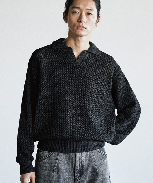 【最終値下】オーラリー FLAT YARN MESH KNIT POLO 0400023055184_CLASSICPINE?wid=