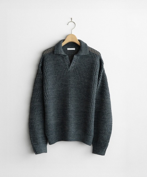 WYM LIDNM セーター ニット LOW GAUGE MESH KNIT POLO メンズ
