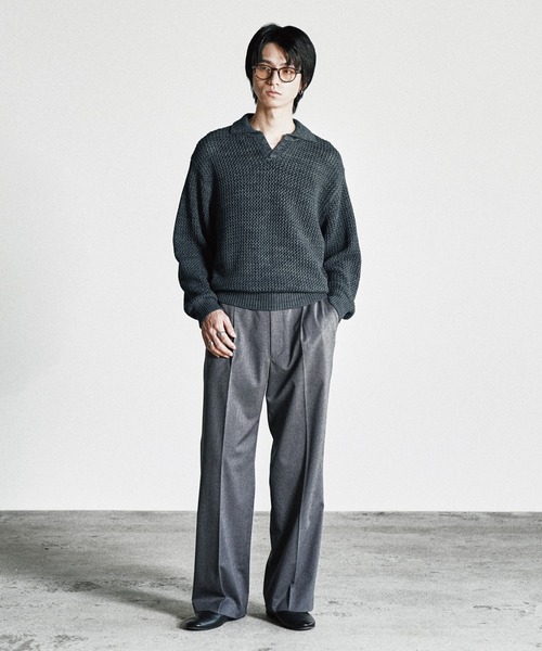 WYM LIDNM セーター ニット LOW GAUGE MESH KNIT POLO メンズ 