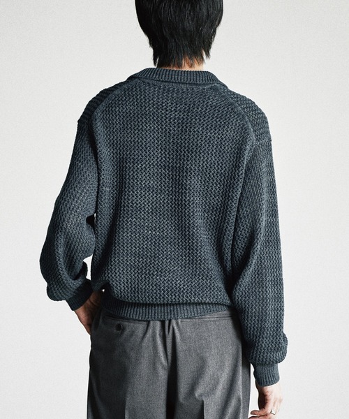 WYM LIDNM セーター ニット LOW GAUGE MESH KNIT POLO メンズ 