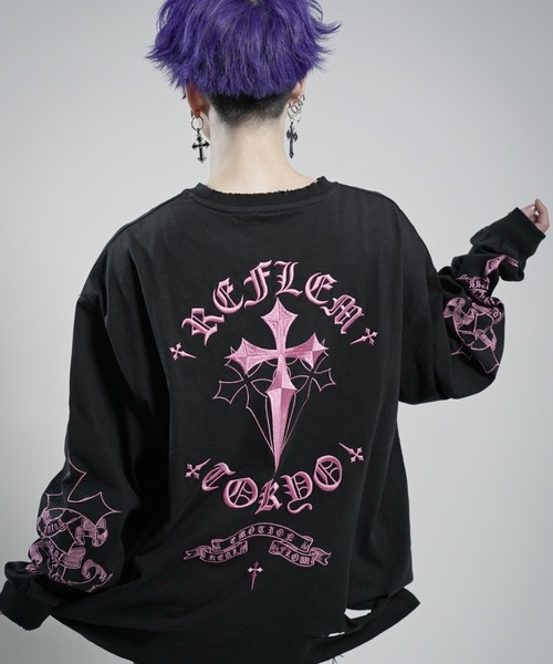 REFLEM（レフレム） tシャツ 「REFLEM/レフレム」クロス刺繍L/S Tee