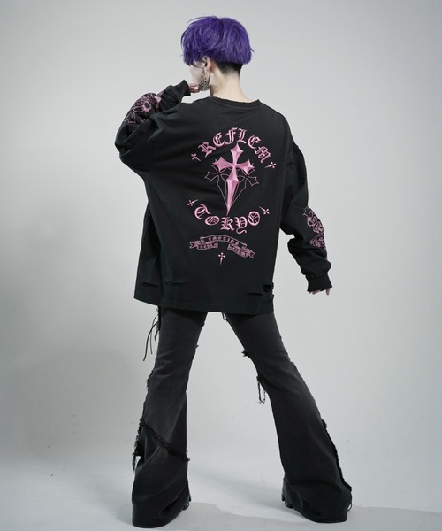 REFLEM（レフレム） tシャツ 「REFLEM/レフレム」クロス刺繍L/S Tee