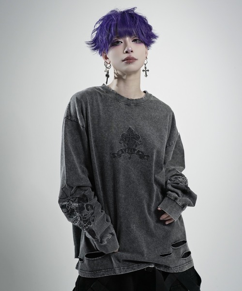 REFLEM（レフレム） tシャツ 「REFLEM/レフレム」クロス刺繍L/S Tee