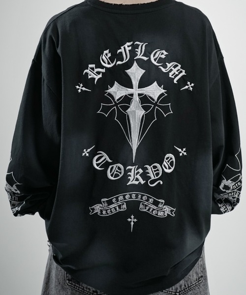 REFLEM（レフレム） tシャツ 「REFLEM/レフレム」クロス刺繍L/S Tee