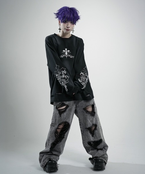 REFLEM（レフレム） tシャツ 「REFLEM/レフレム」クロス刺繍L/S Tee