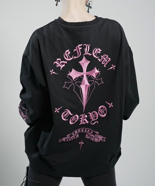 REFLEM（レフレム） tシャツ 「REFLEM/レフレム」クロス刺繍L/S Tee