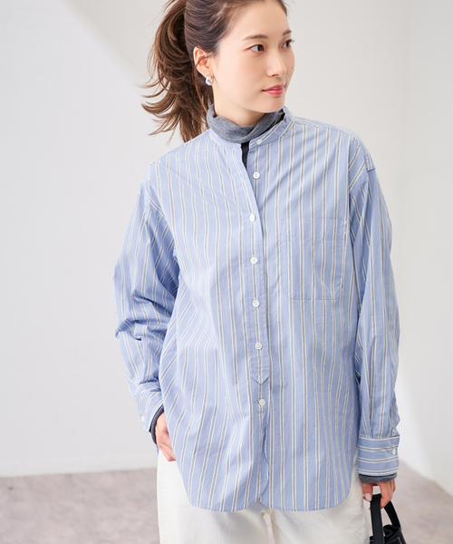 タグ付未使用✨ フレームワーク ストライプオーバーシャツ ネイビー 25SS タグ付未使用✨ フレームワーク ストライプオーバーシャツ ネイビー 25SS