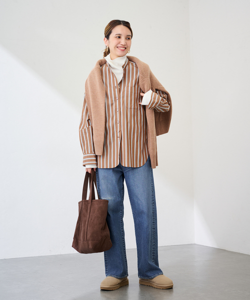 FRAMeWORK（フレームワーク） ブラウス シャツ ストライプバンドカラー
