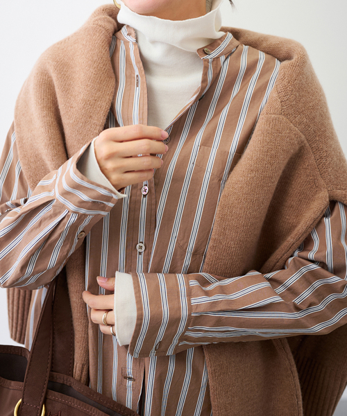FRAMeWORK（フレームワーク） ブラウス シャツ ストライプバンドカラー