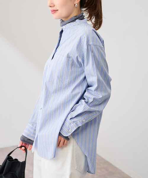 FRAMeWORK（フレームワーク） ブラウス シャツ ストライプバンドカラー