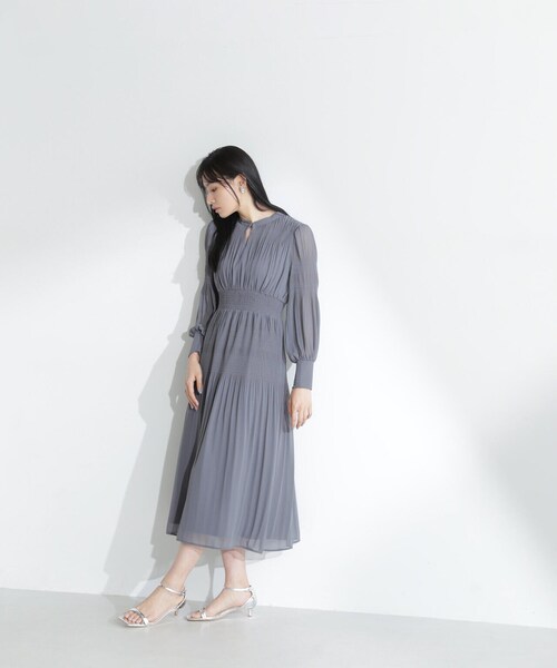 「NATURAL BEAUTY BASIC」 長袖ワンピース MEDIUM チャコールグレー レディース_画像5