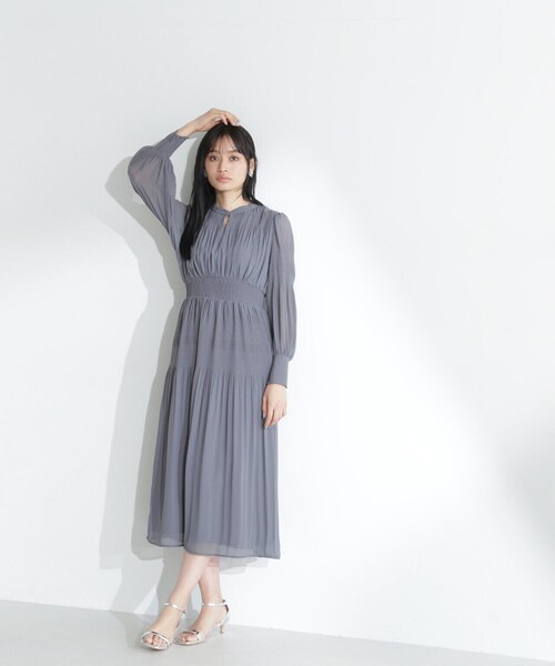 「NATURAL BEAUTY BASIC」 長袖ワンピース MEDIUM チャコールグレー レディース_画像7