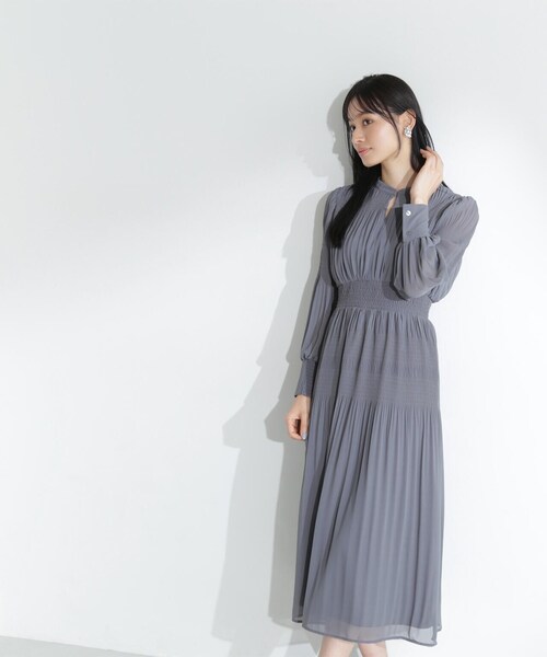 「NATURAL BEAUTY BASIC」 長袖ワンピース MEDIUM チャコールグレー レディース_画像8