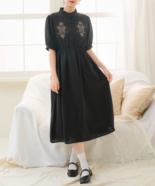 「Newlyme」 半袖ワンピース MEDIUM ブラック レディース_画像5