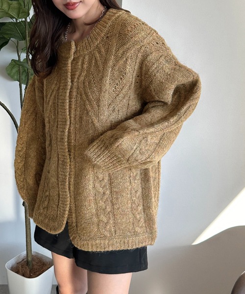 「apres jour mignon」 ニットカーディガン フリー チャコールグレー レディース_画像3