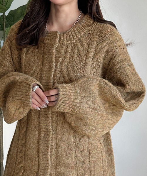 「apres jour mignon」 ニットカーディガン フリー チャコールグレー レディース_画像4