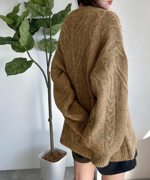 「apres jour mignon」 ニットカーディガン フリー チャコールグレー レディース_画像5