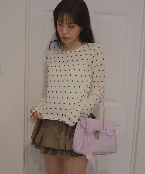 Mili affinity tシャツ ドット柄ロングシアーTシャツ レディース