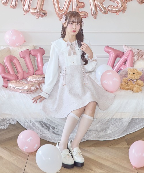 ROJITA（ロジータ） ワンピース レースアップラメツイードワンピース