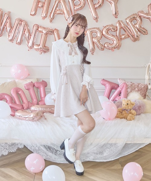 ROJITA（ロジータ） ワンピース レースアップラメツイードワンピース