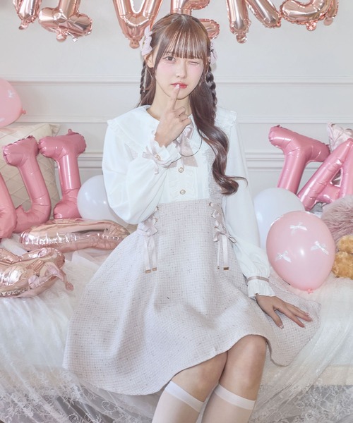 ROJITA（ロジータ） ワンピース レースアップラメツイードワンピース