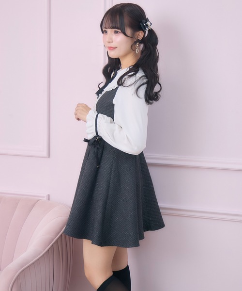 ROJITA（ロジータ） ワンピース レースアップラメツイードワンピース