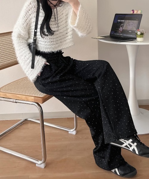 「nemne store」 スウェットパンツ フリー アイボリー レディース_画像3