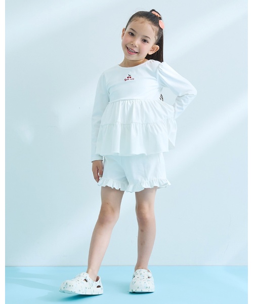 水着 「SWIM」「UVカット」ティアードラッシュガード・フリルパンツ
