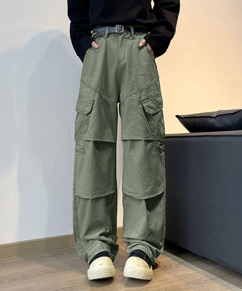 lig. wide cargo pants ワイドカーゴパンツ　M link lot ワイドパンツ カーゴパンツ カラーカーゴパンツ メンズ