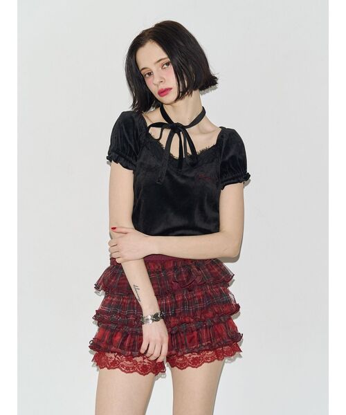 パンツ ボリュームチュールティアードパンツ レディースの画像