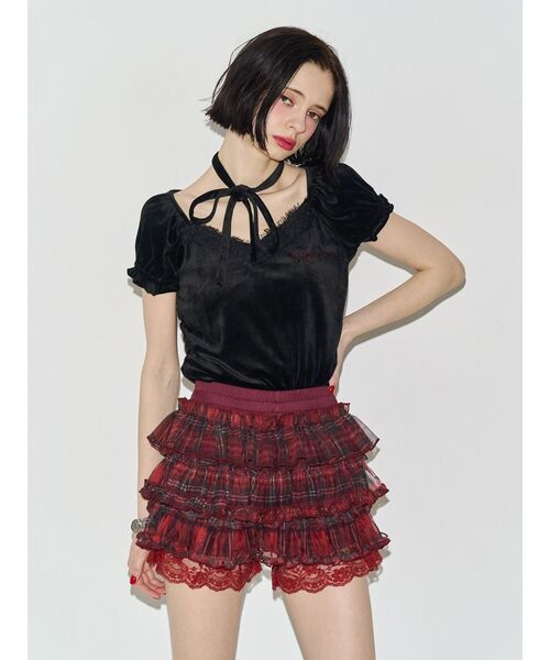 パンツ ボリュームチュールティアードパンツ レディースの画像
