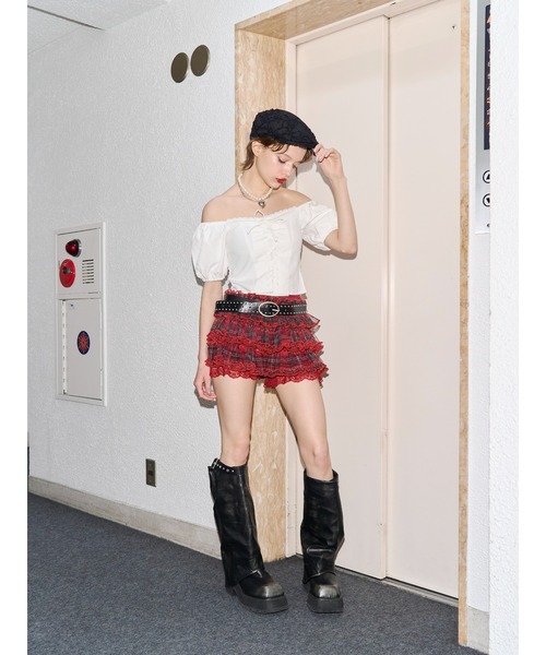 パンツ ボリュームチュールティアードパンツ レディースの画像