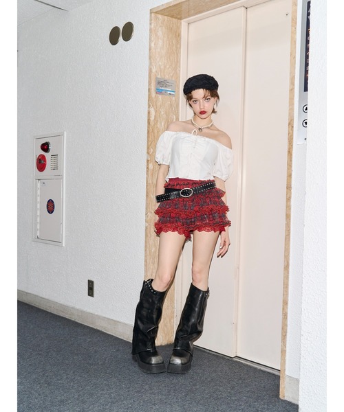 パンツ ボリュームチュールティアードパンツ レディースの画像