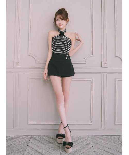 スカート サイドベルトキュロットミニスカートの画像