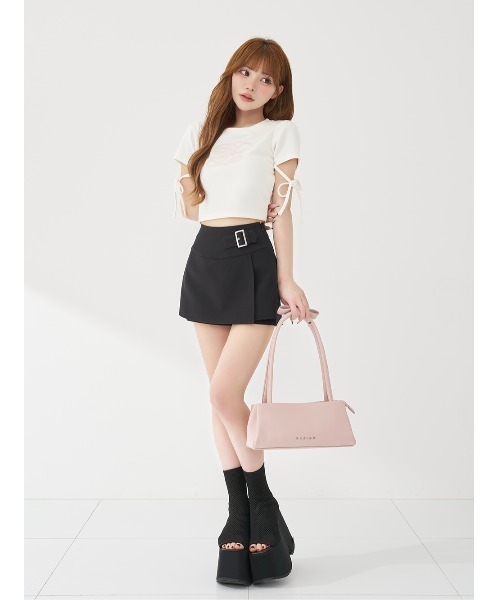 スカート サイドベルトキュロットミニスカートの画像