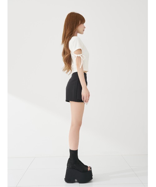 スカート サイドベルトキュロットミニスカートの画像
